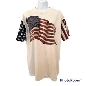 VINTAGE 1996 American Flag Glitter T-shirt Size Mens L Womens XL